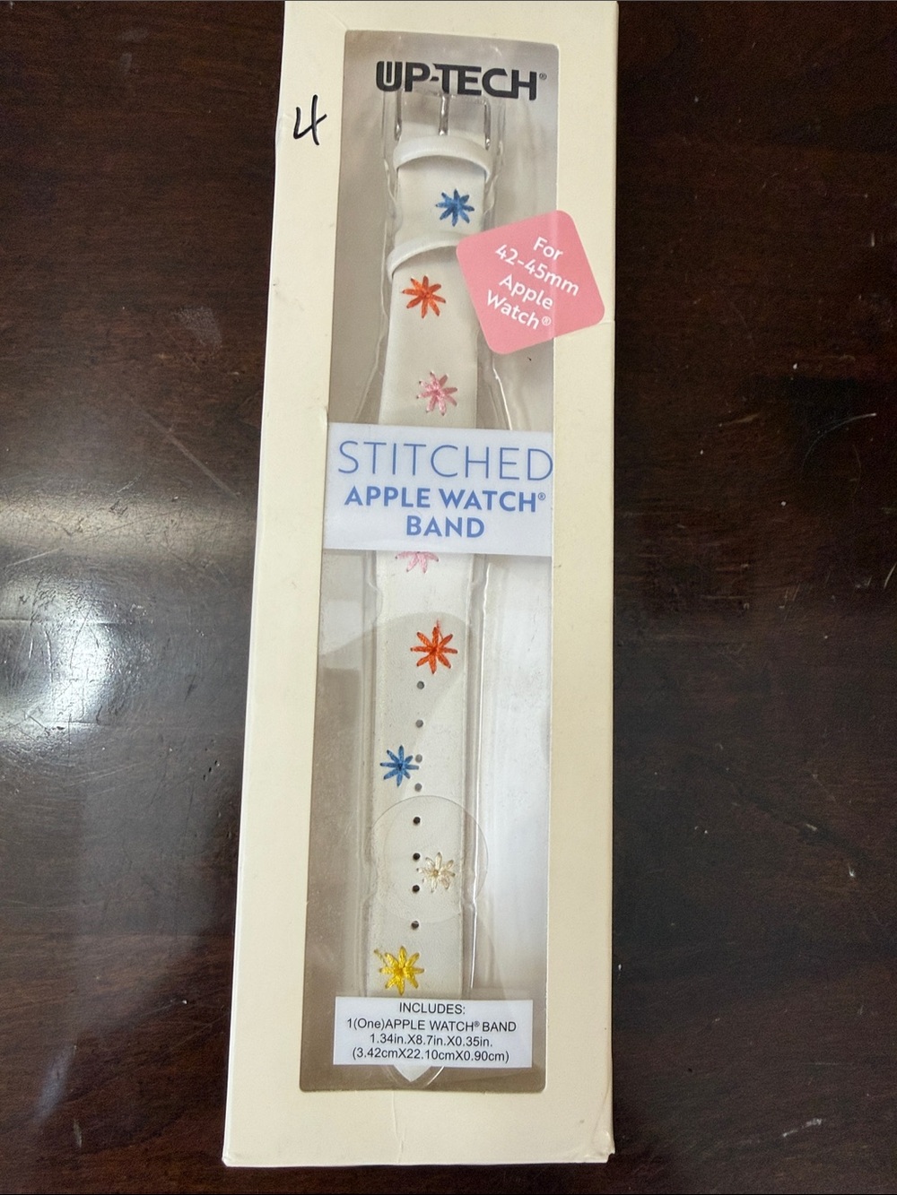 Up-Tech White Stitched Apple Watch Band with Colorful Flower Embroidery